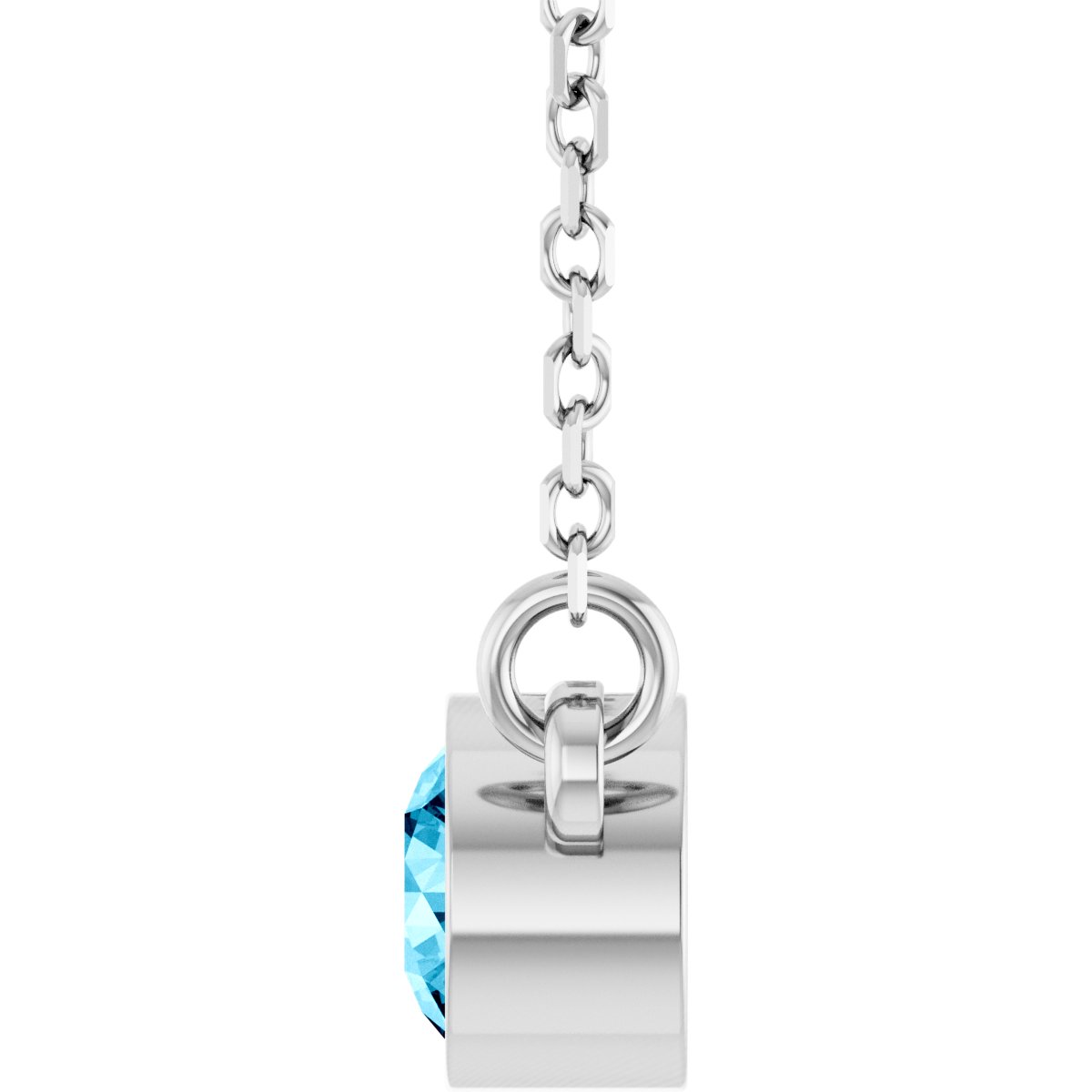 Bezel-Set Solitaire Birthstone Necklace - Natural Aquamarine