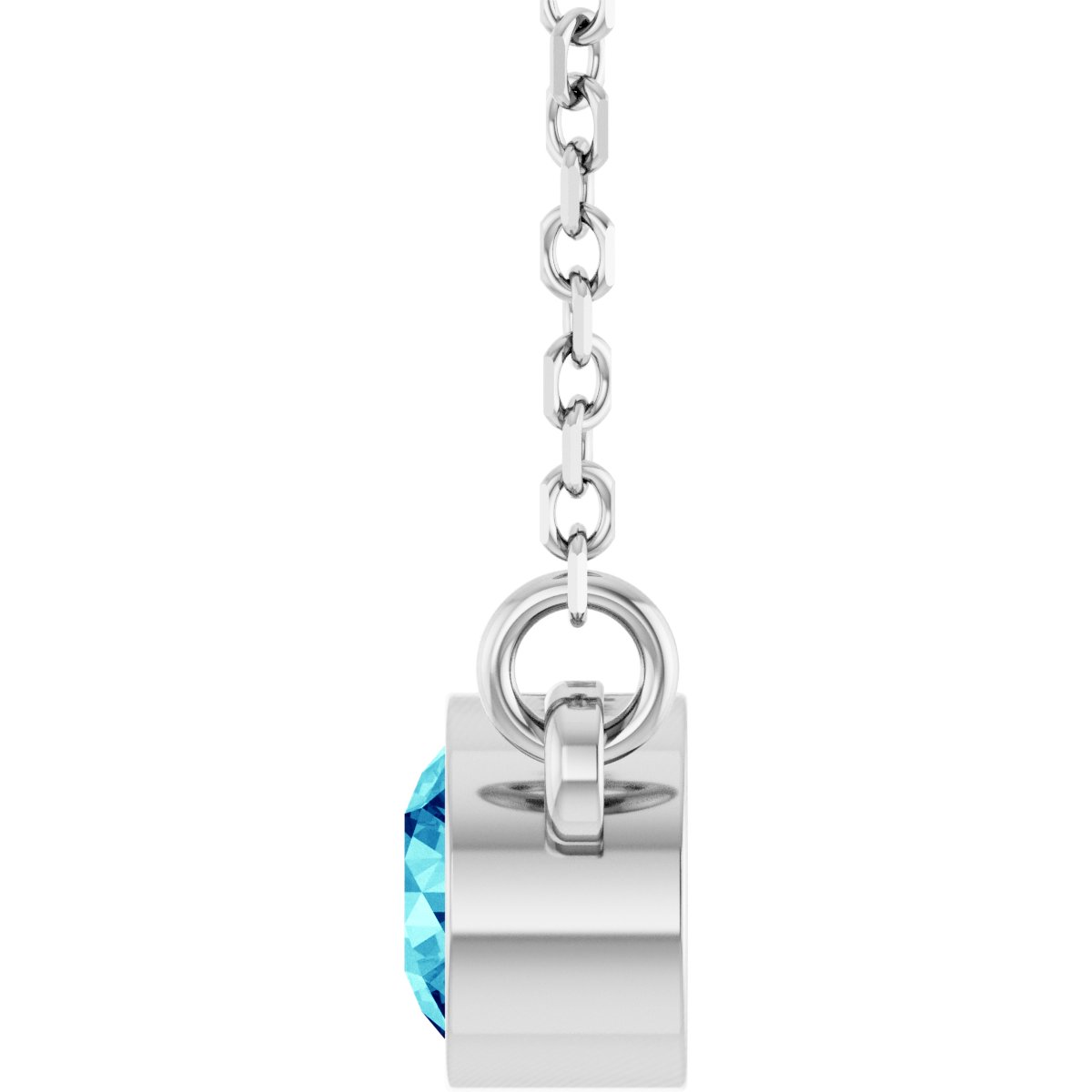 Bezel-Set Solitaire Birthstone Necklace - Natural Blue Zircon