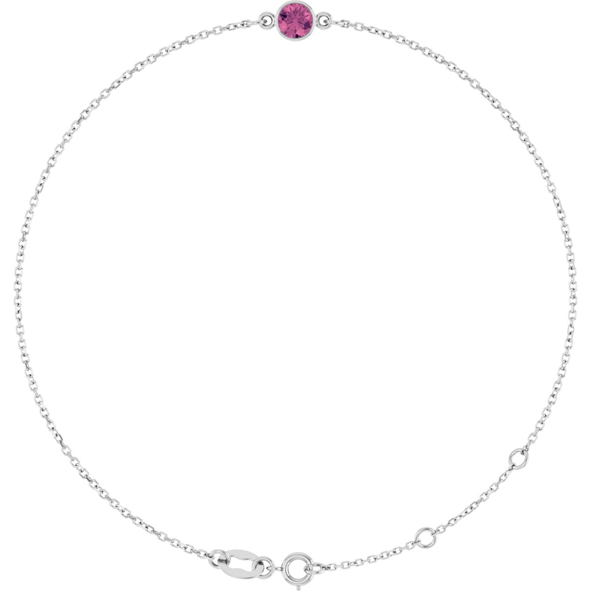Bezel-Set Natural Pink Tourmaline Link Bracelet