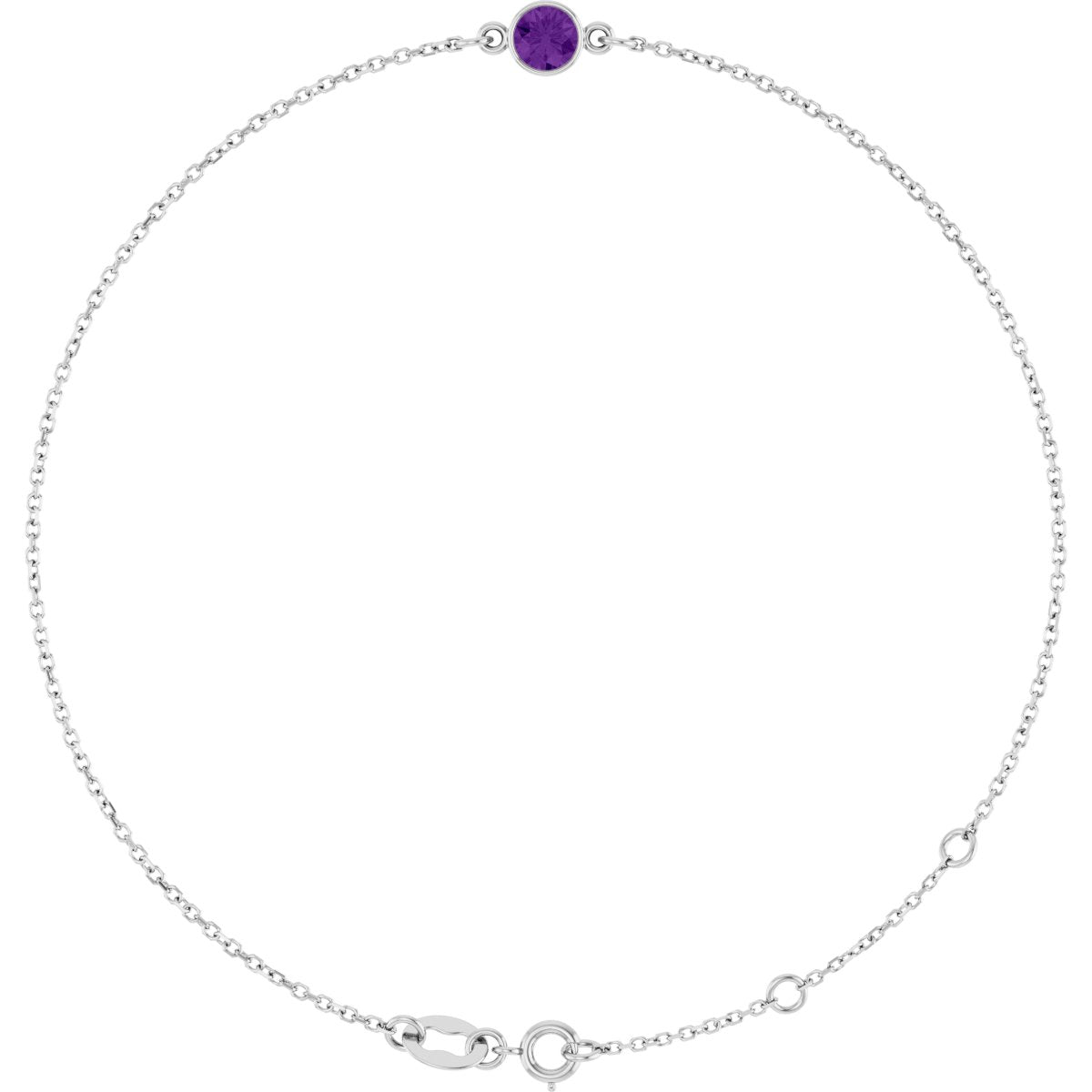 Bezel-Set Natural Amethyst Link Bracelet