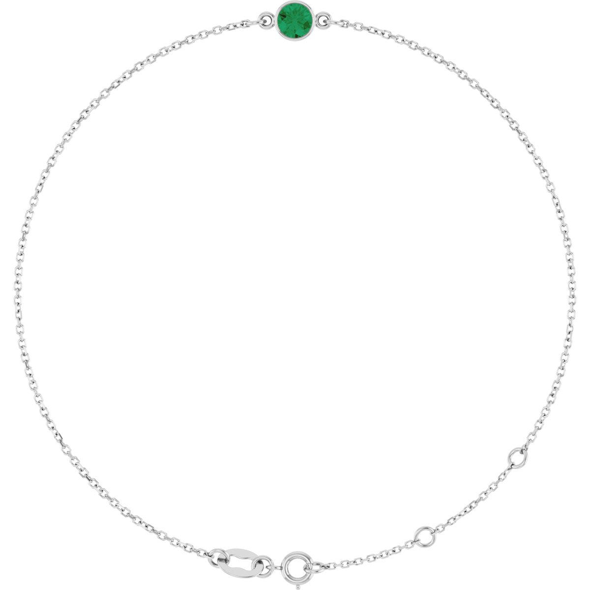 Bezel-Set Natural Emerald Link Bracelet