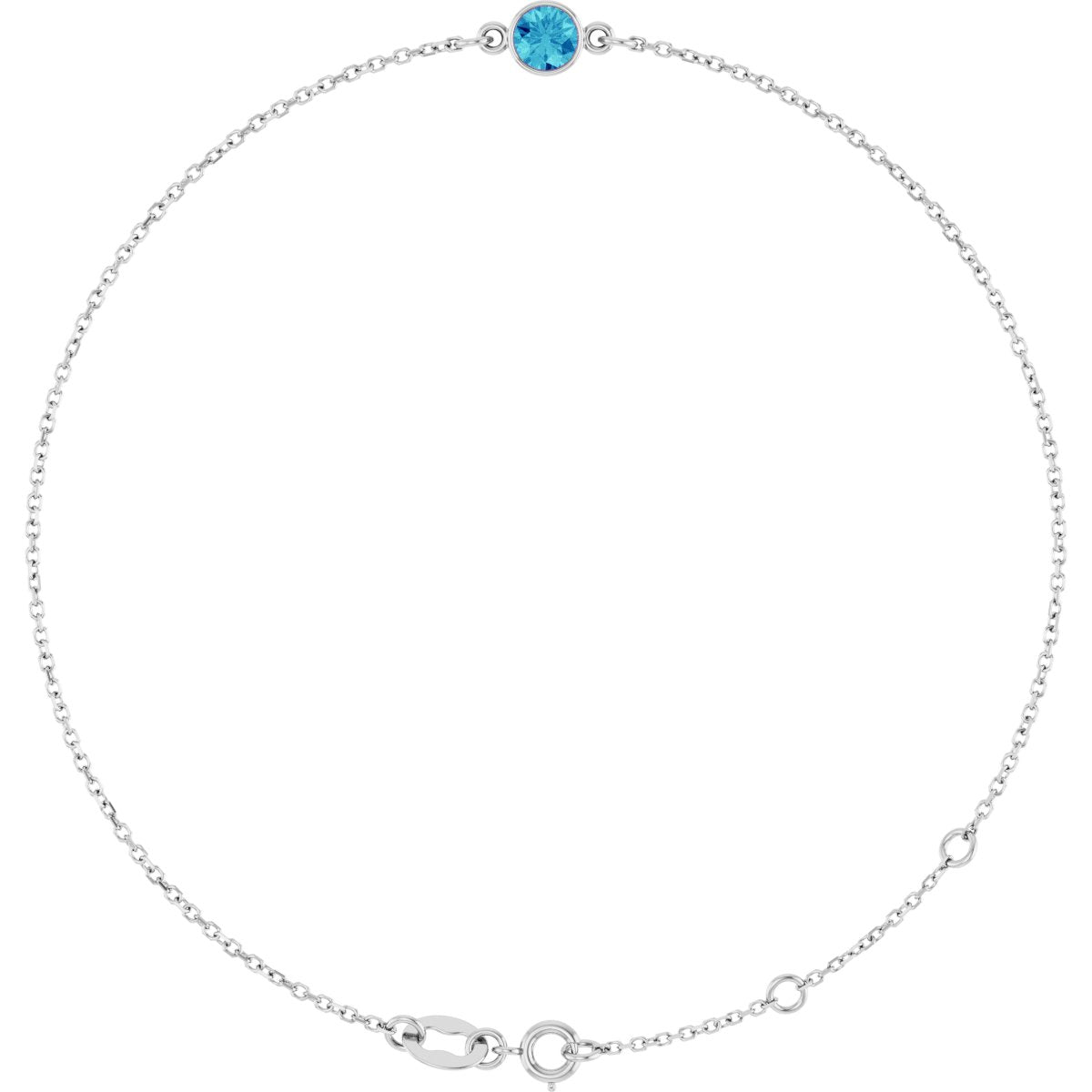Bezel-Set Natural Blue Zircon Link Bracelet