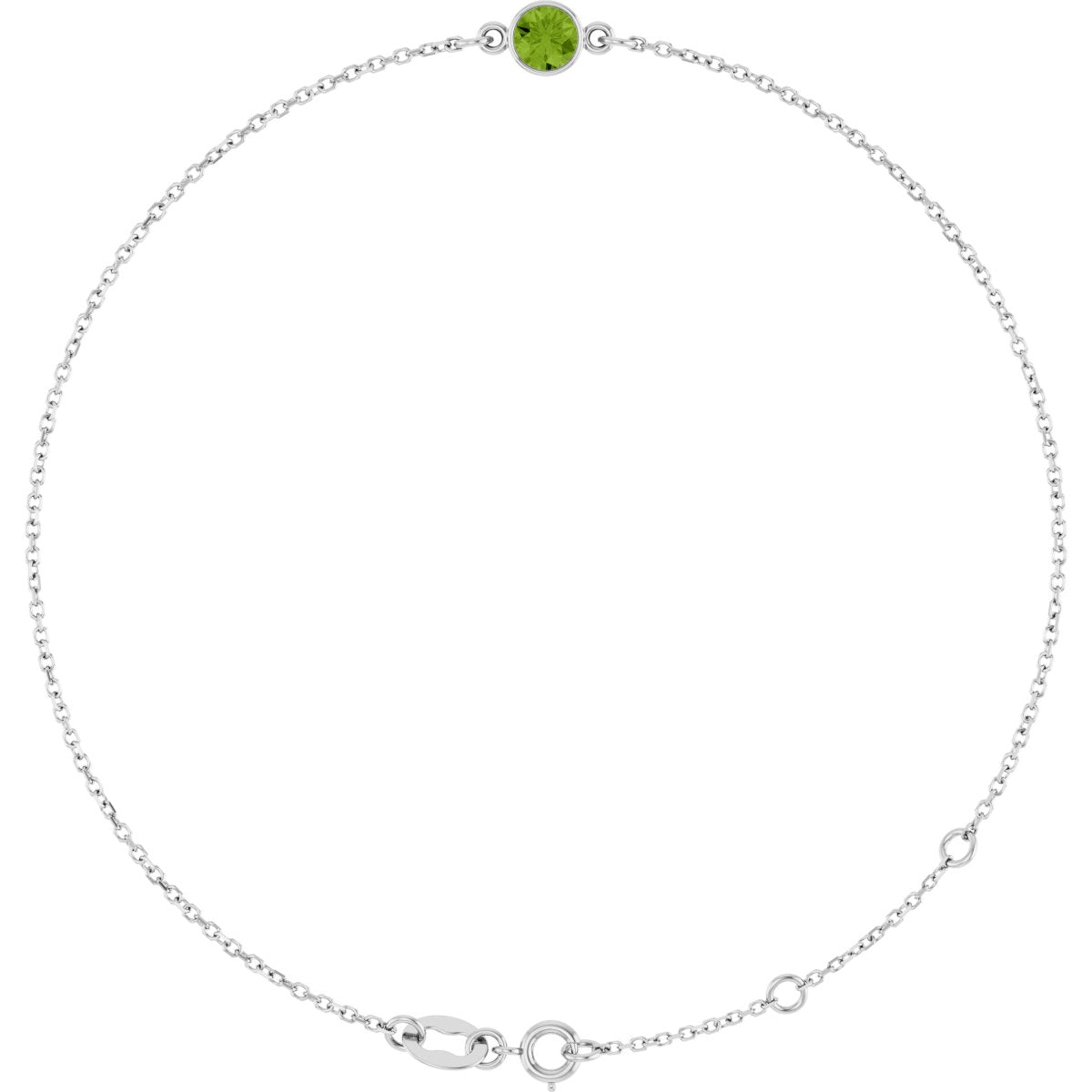 Bezel-Set Natural Peridot Link Bracelet