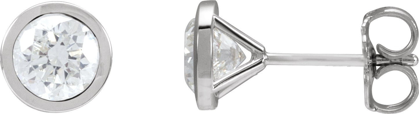 Round Bezel-Set Stud Earrings - Lab Diamond