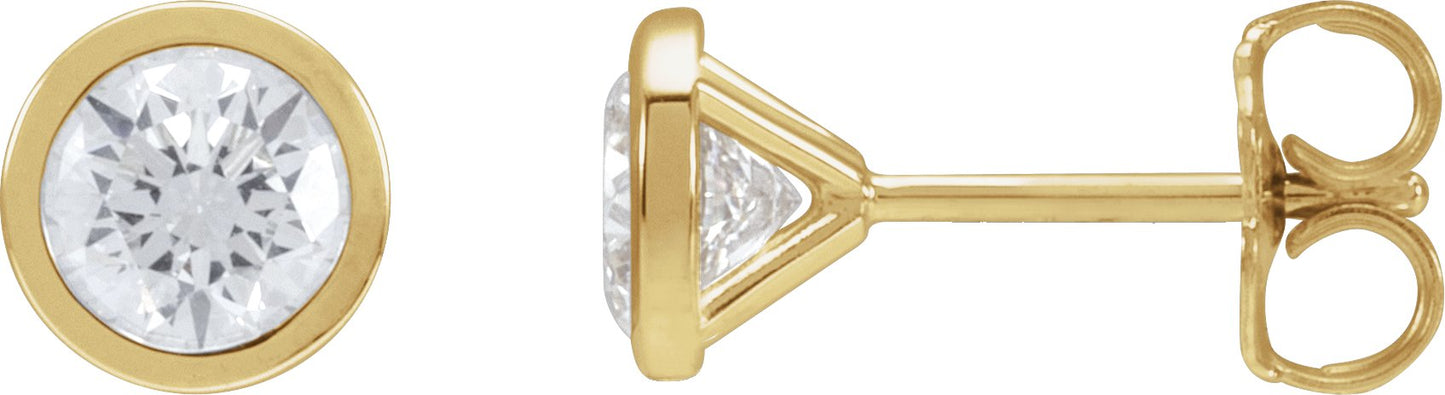 Round Bezel-Set Stud Earrings - Lab Diamond