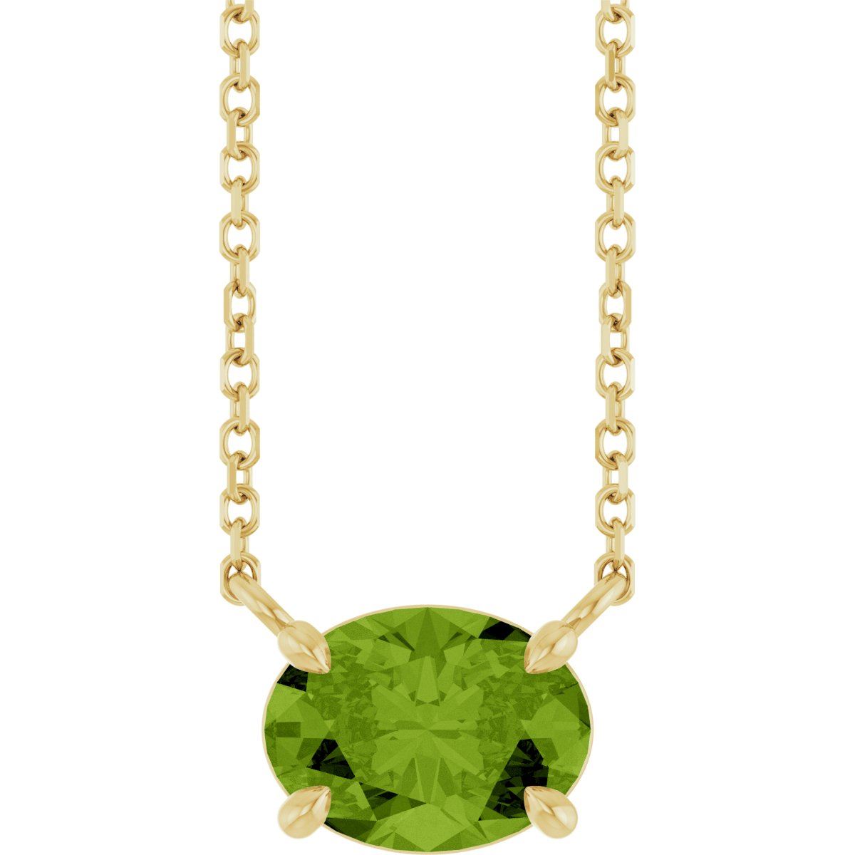 Solitaire Necklace - Natural Peridot