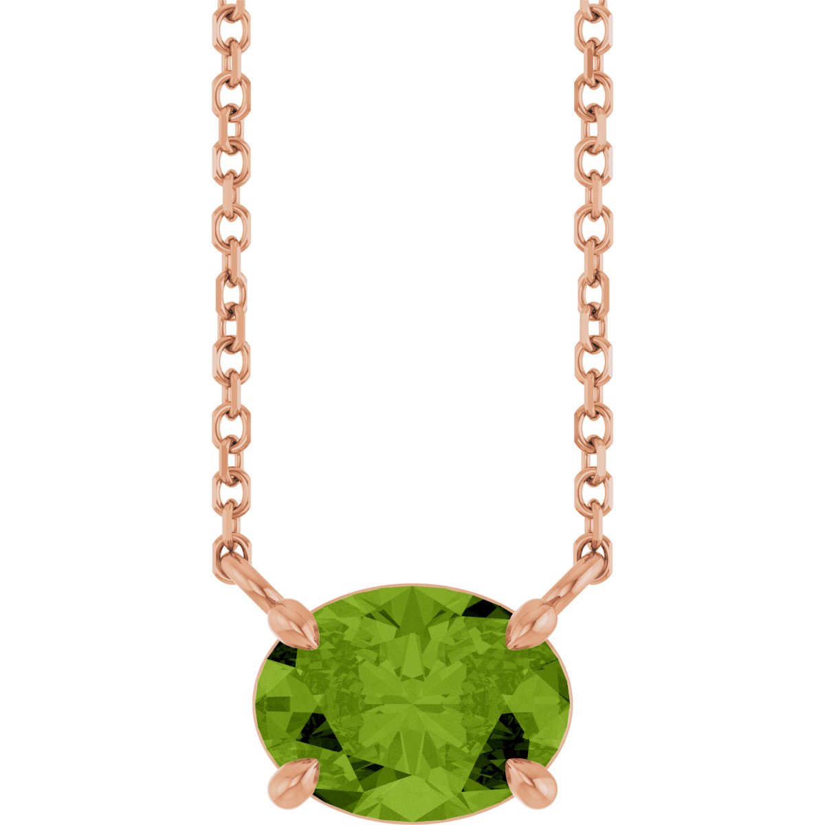 Solitaire Necklace - Natural Peridot