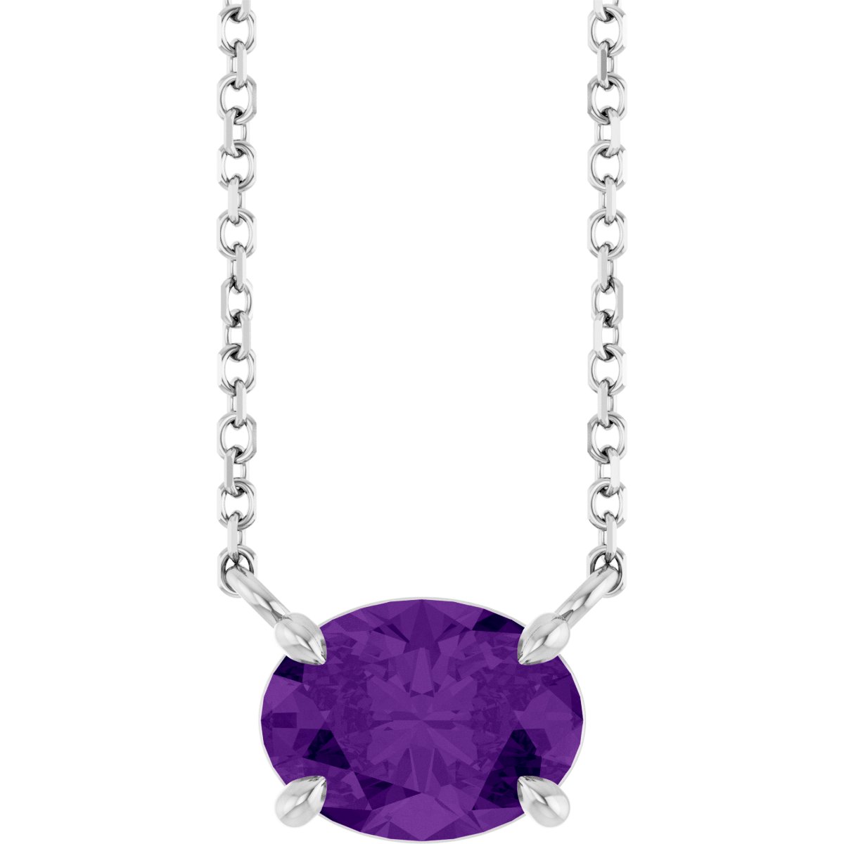 Solitaire Necklace - Natural Amethyst