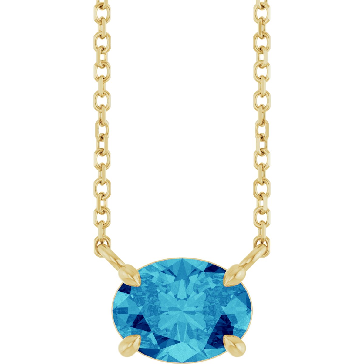 Solitaire Necklace - Natural Blue Zircon