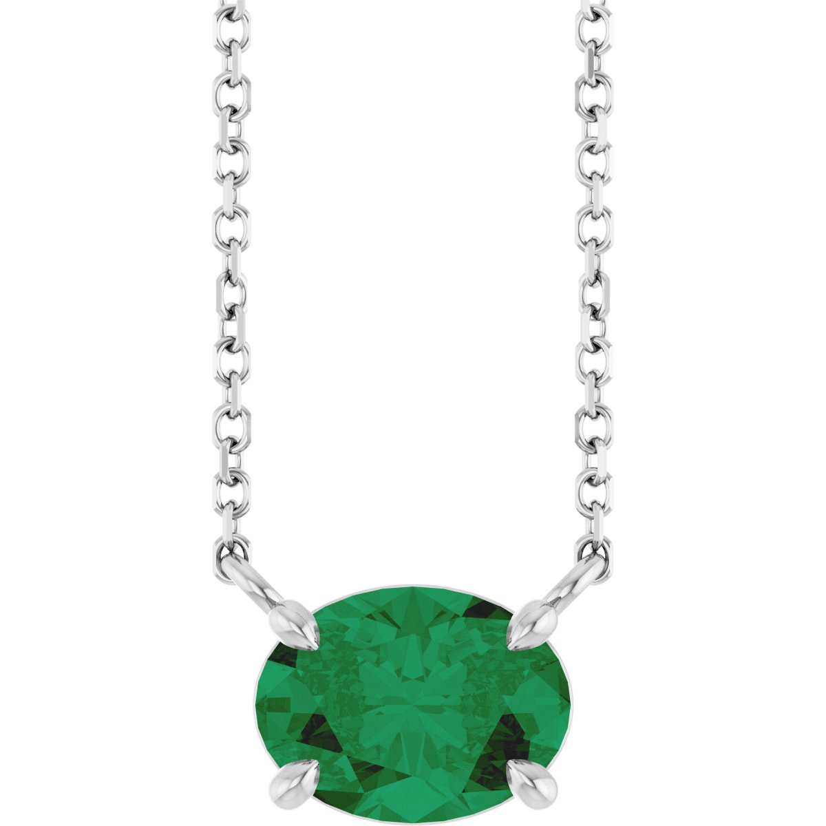 Solitaire Necklace - Natural Emerald