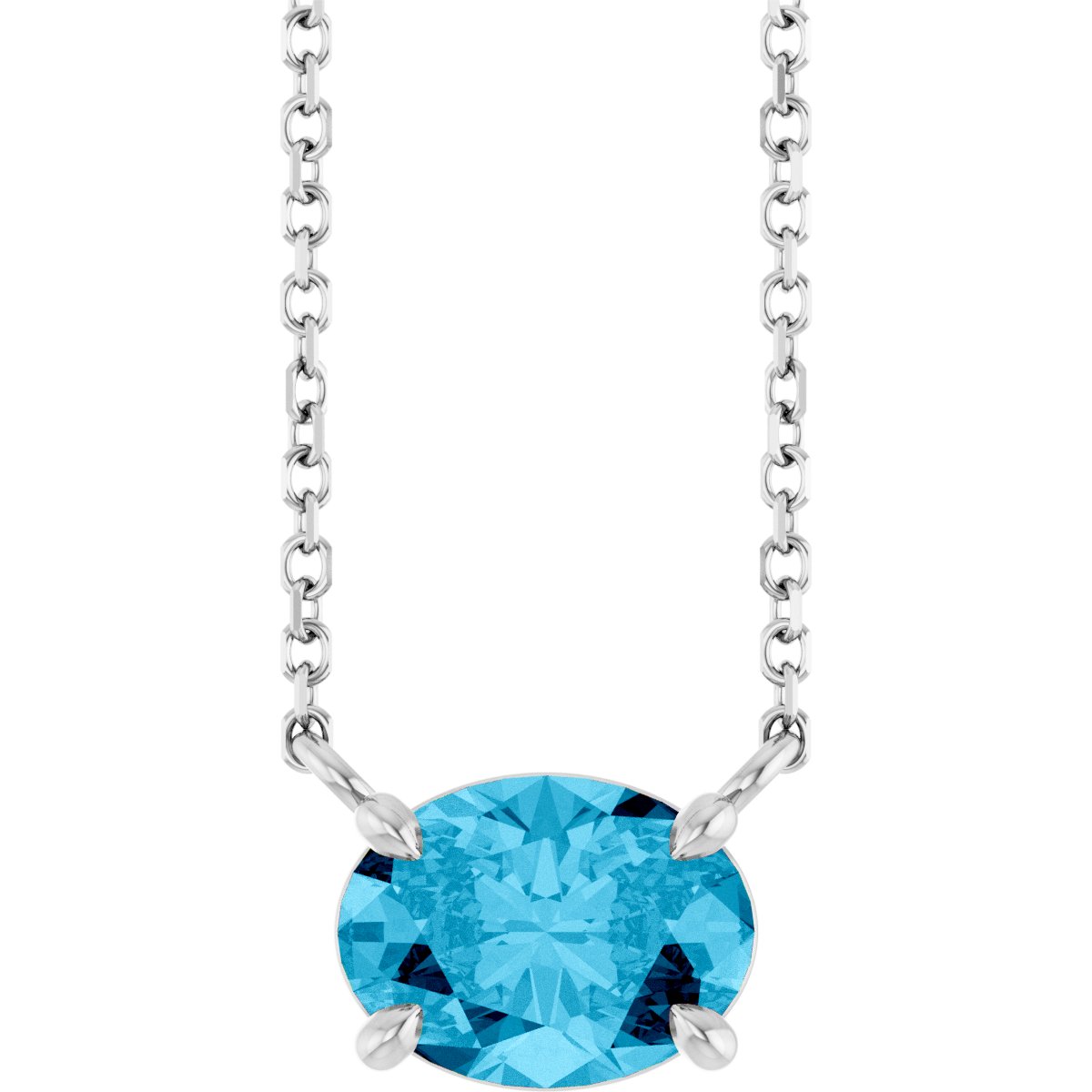 Solitaire Necklace - Natural Aquamarine
