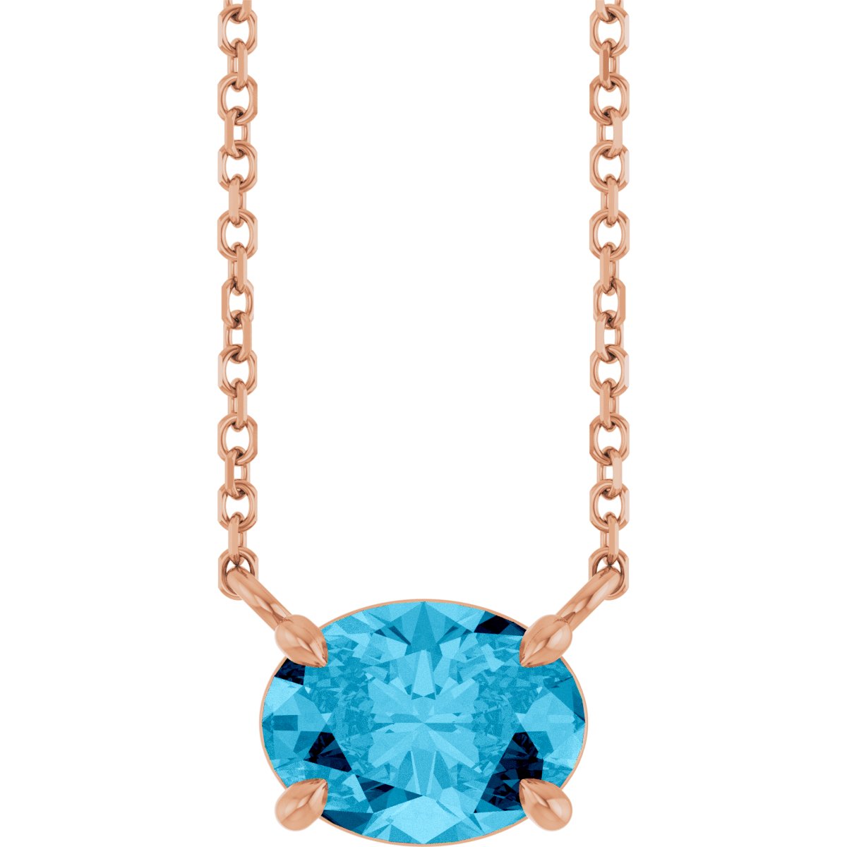 Solitaire Necklace - Natural Aquamarine