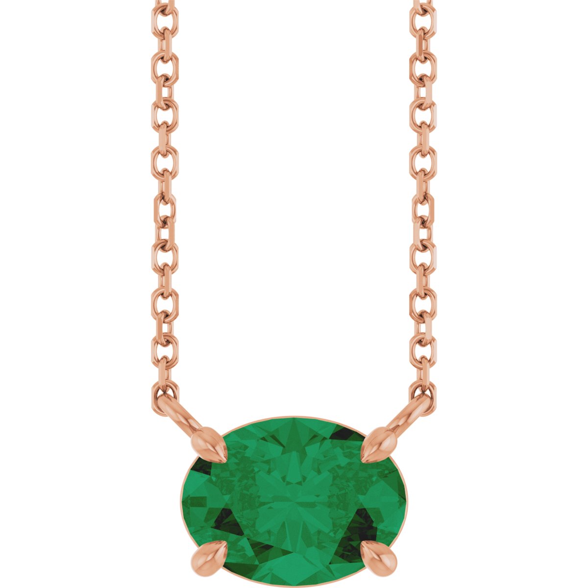 Solitaire Necklace - Natural Emerald