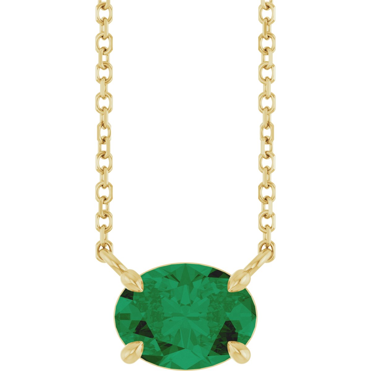 Solitaire Necklace - Natural Emerald