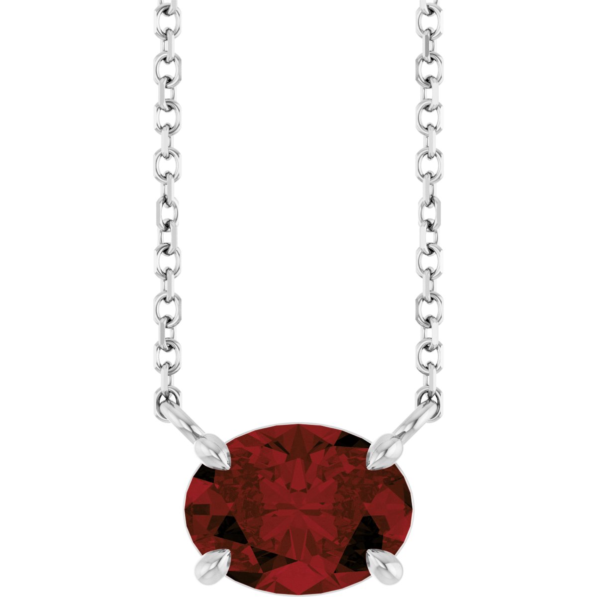 Solitaire Necklace - Natural Mozambique Garnet