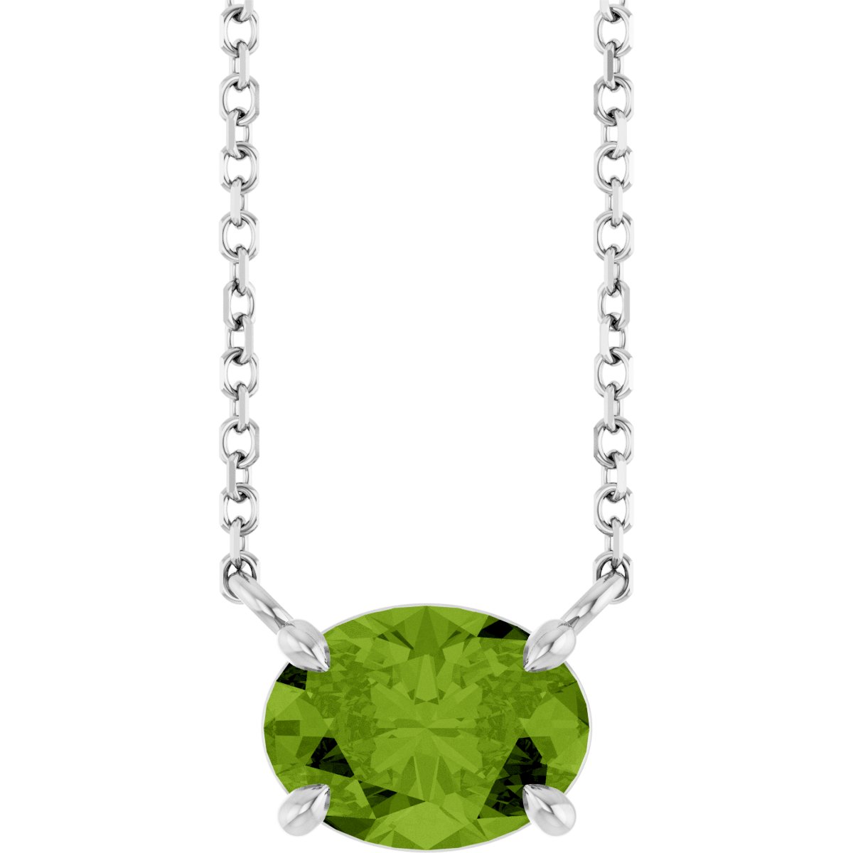 Solitaire Necklace - Natural Peridot