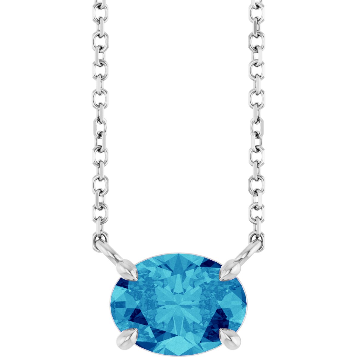 Solitaire Necklace - Natural Blue Zircon