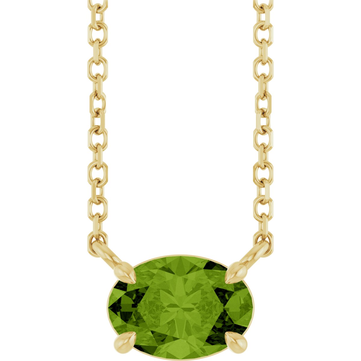 Solitaire Necklace - Natural Peridot