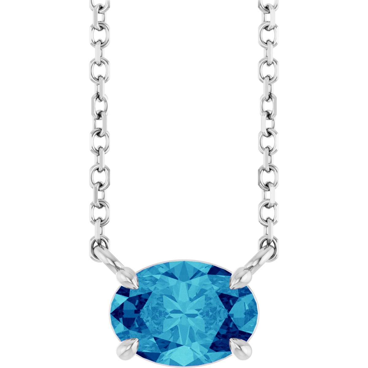 Solitaire Necklace - Natural Blue Zircon