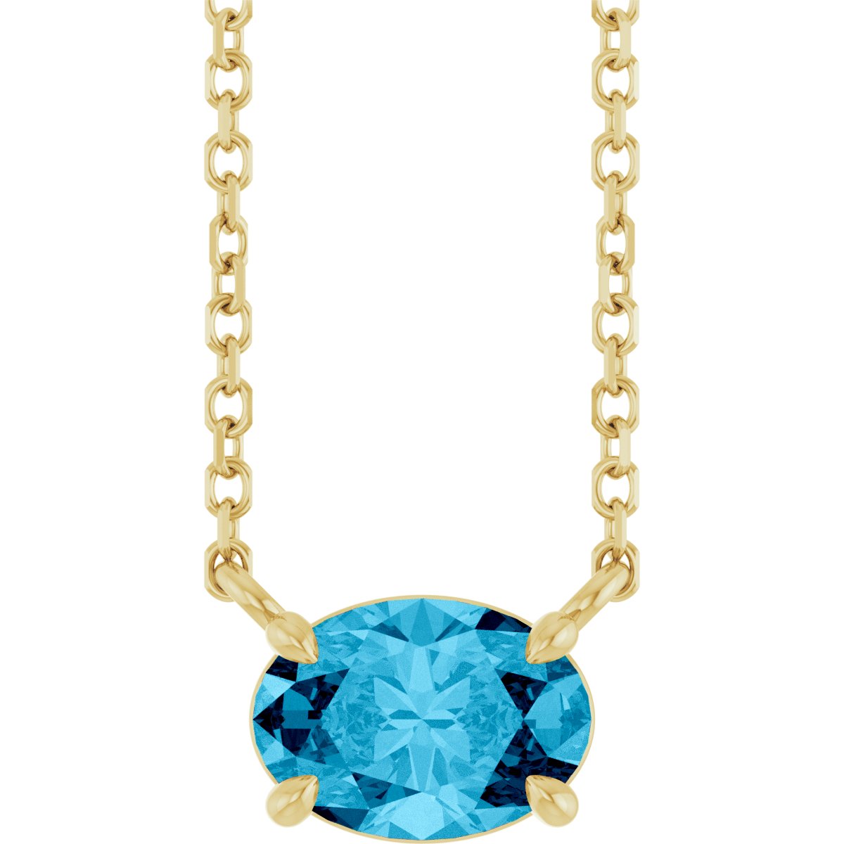 Solitaire Necklace - Natural Aquamarine