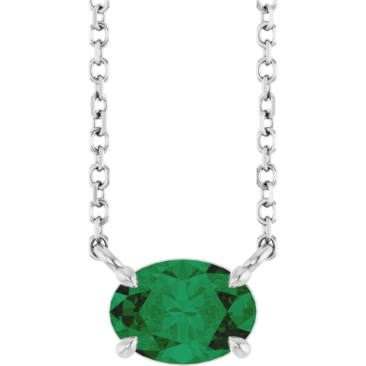 Solitaire Necklace - Natural Emerald
