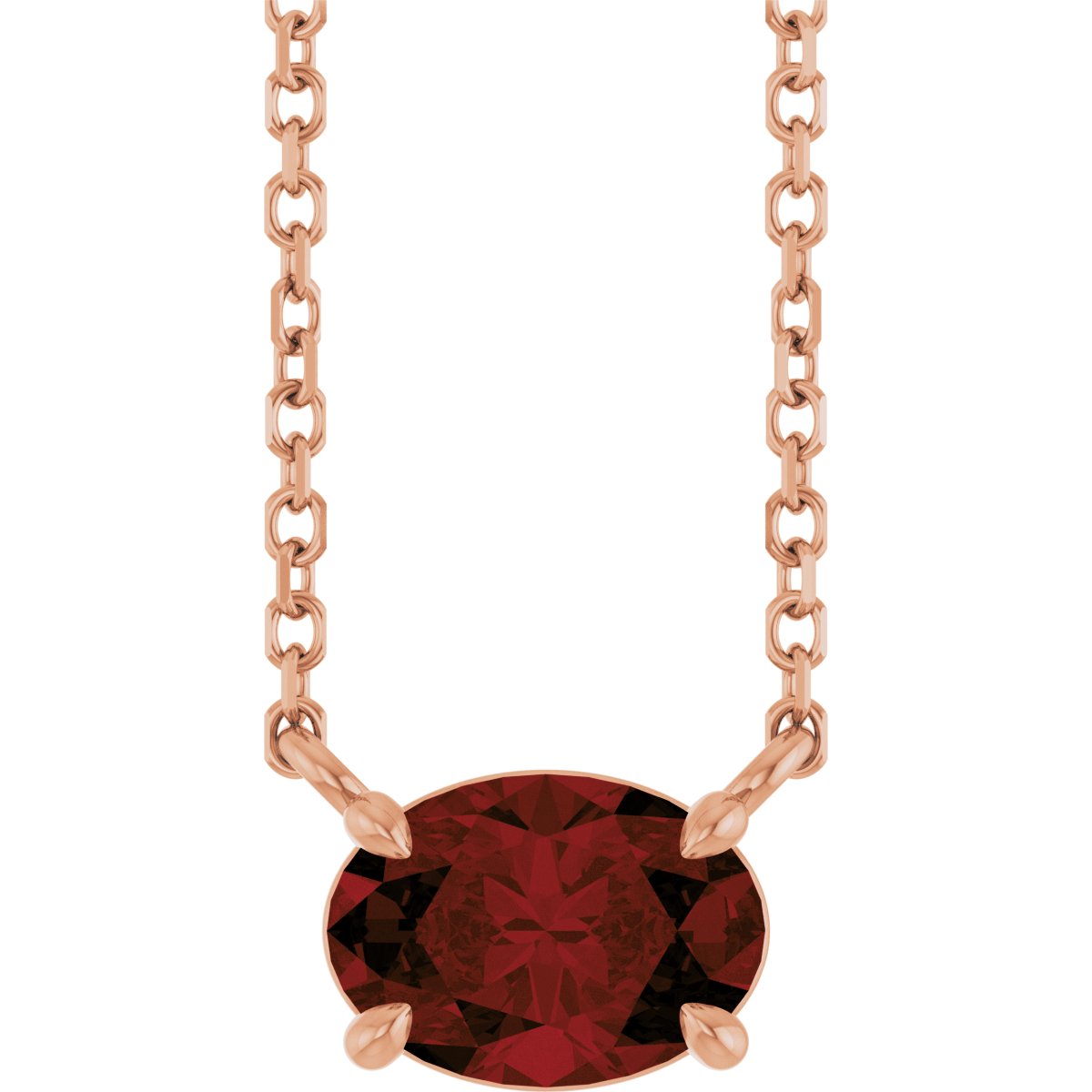 Solitaire Necklace - Natural Mozambique Garnet