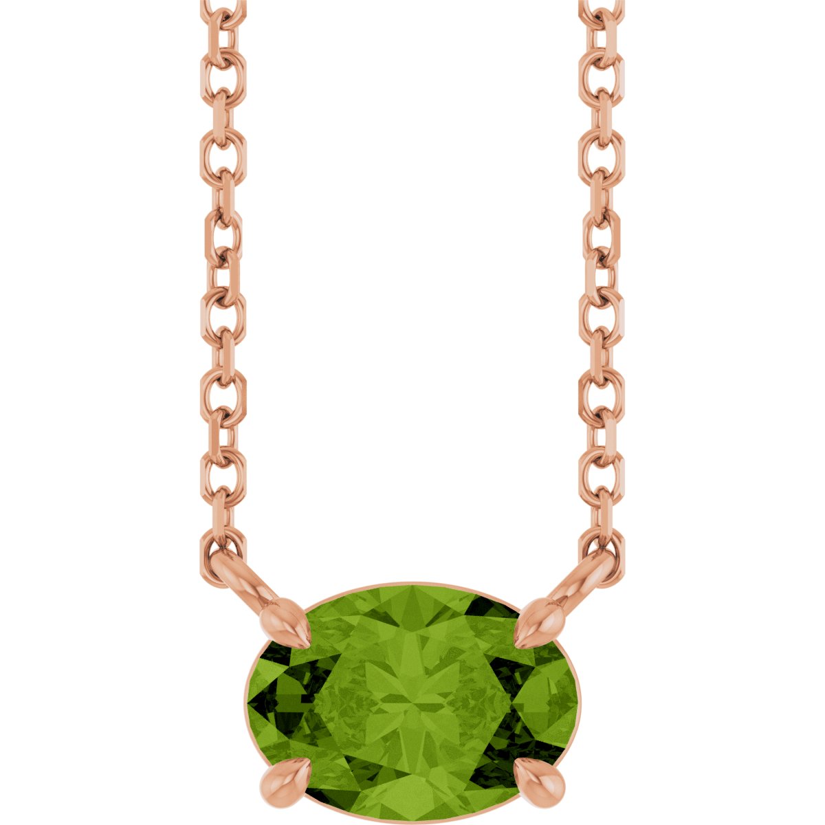 Solitaire Necklace - Natural Peridot