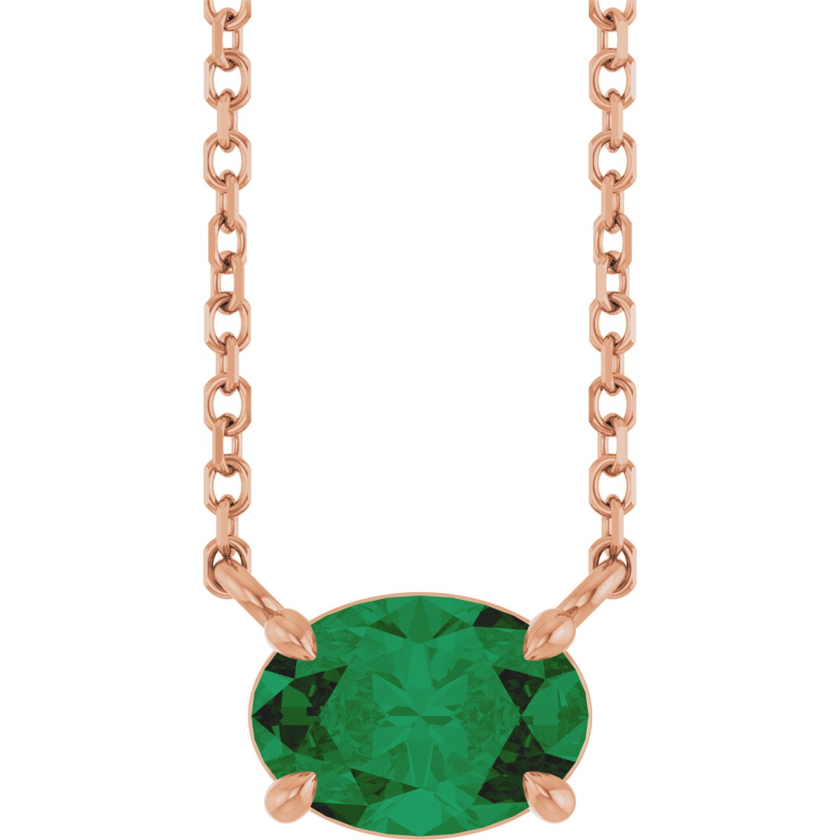 Solitaire Necklace - Natural Emerald