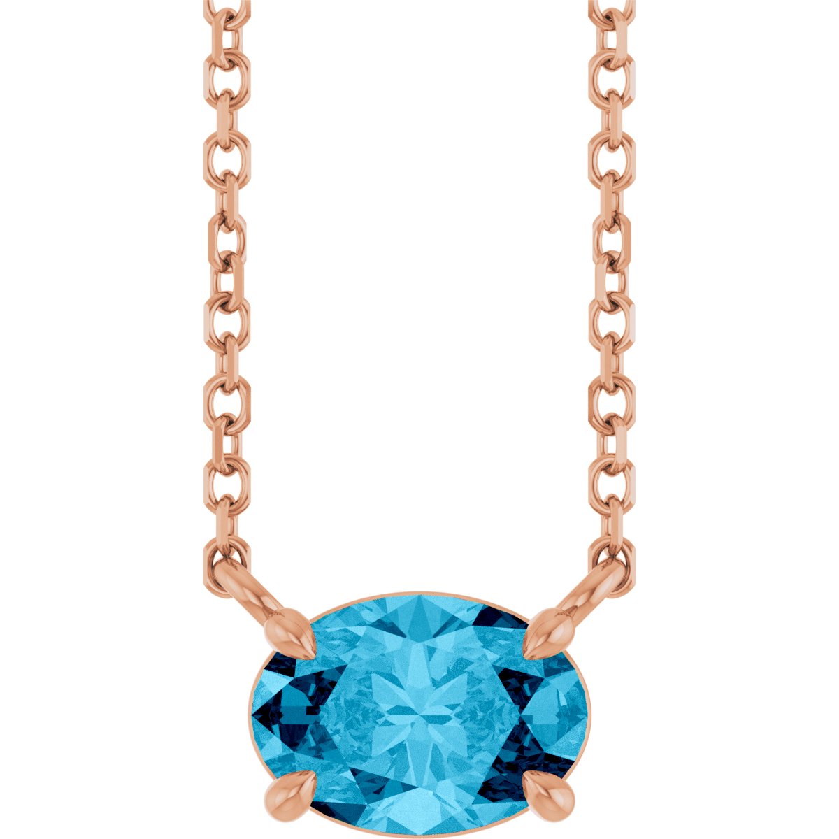 Solitaire Necklace - Natural Aquamarine