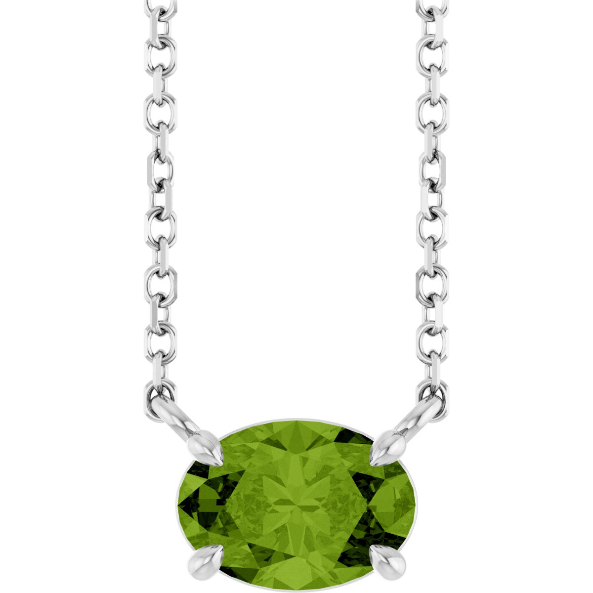 Solitaire Necklace - Natural Peridot