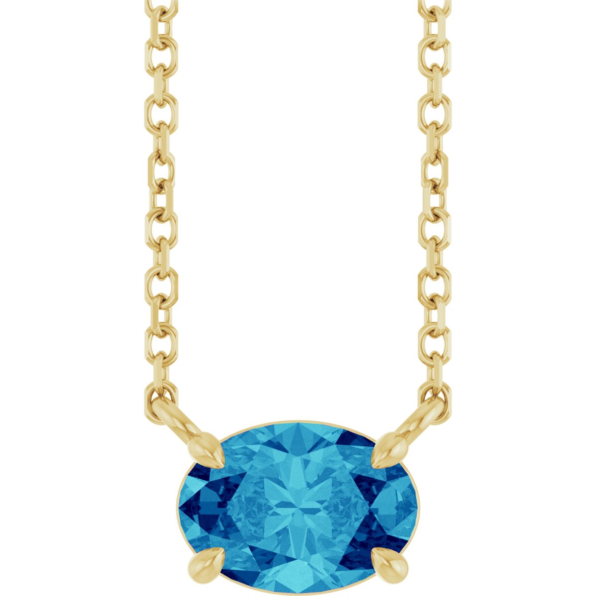 Solitaire Necklace - Natural Blue Zircon