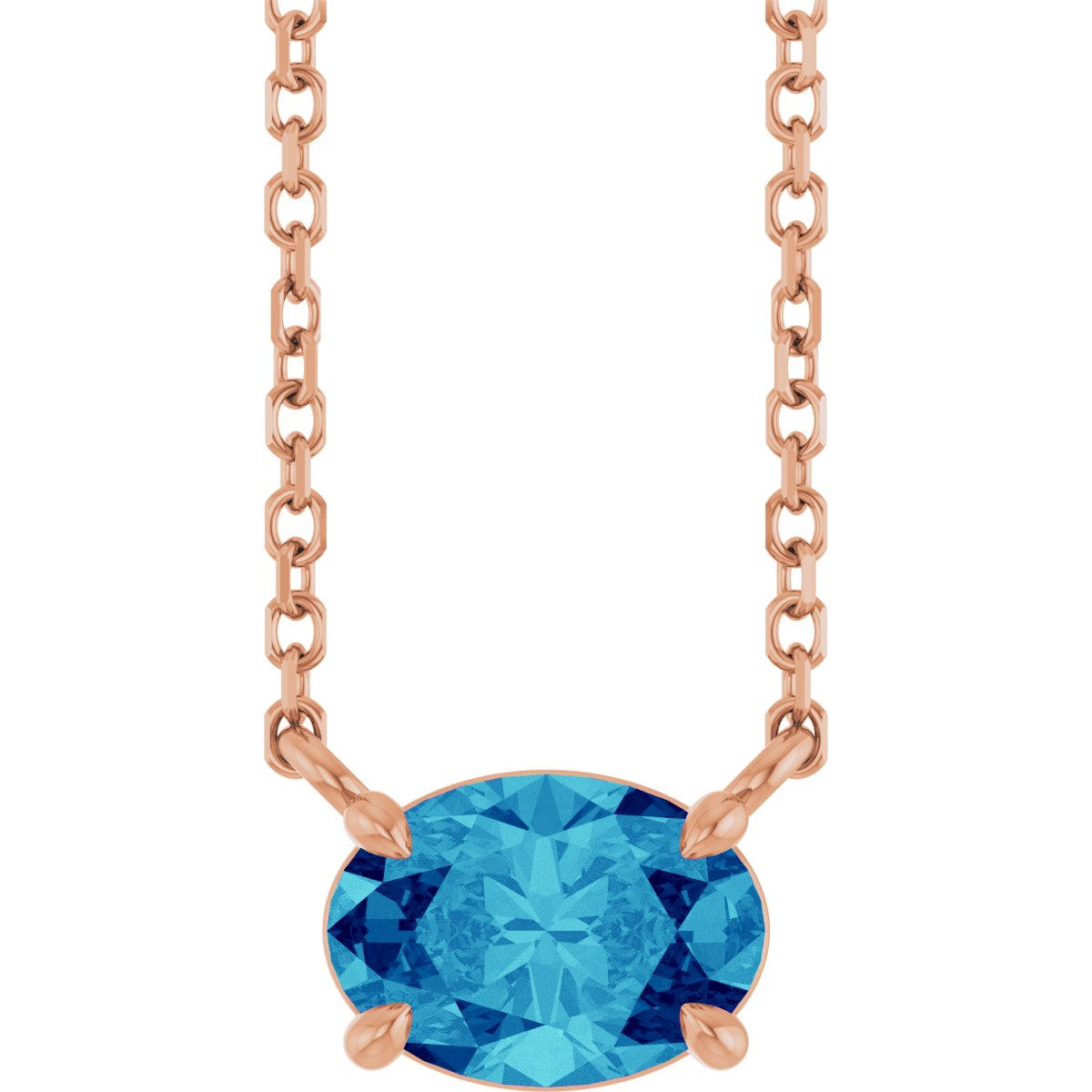 Solitaire Necklace - Natural Blue Zircon