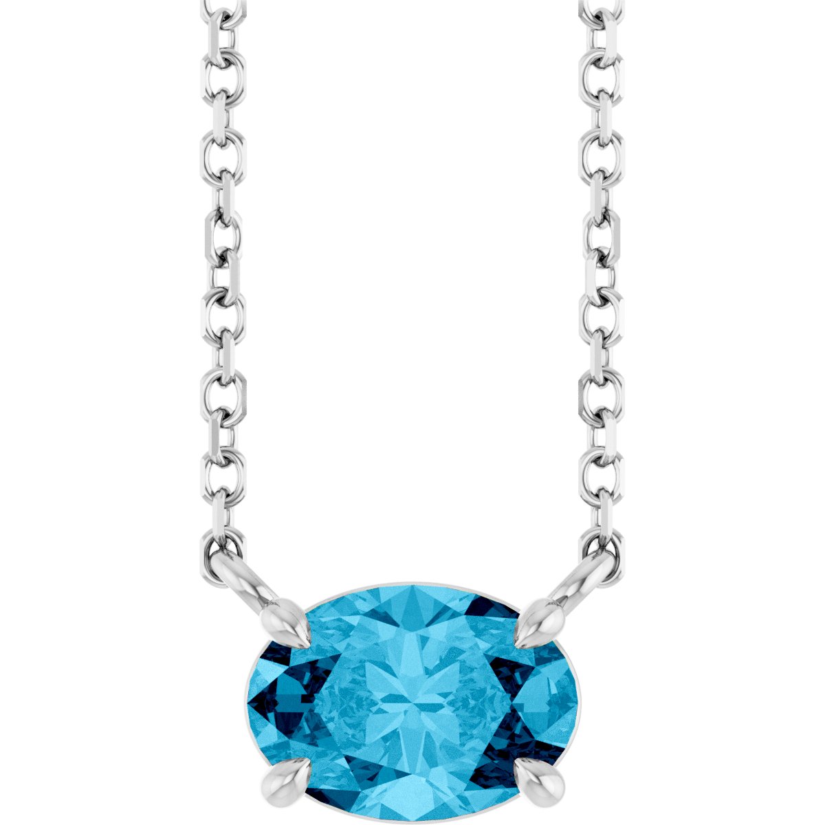 Solitaire Necklace - Natural Aquamarine