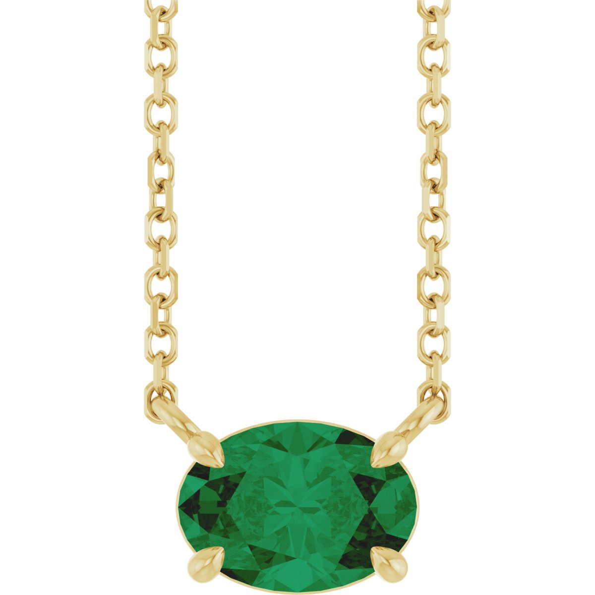 Solitaire Necklace - Natural Emerald