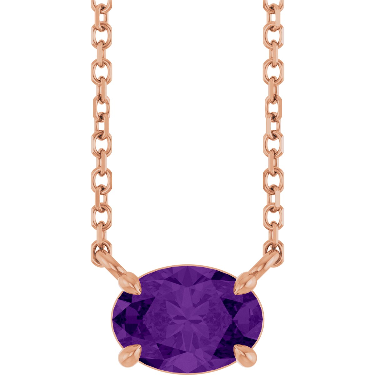 Solitaire Necklace - Natural Amethyst