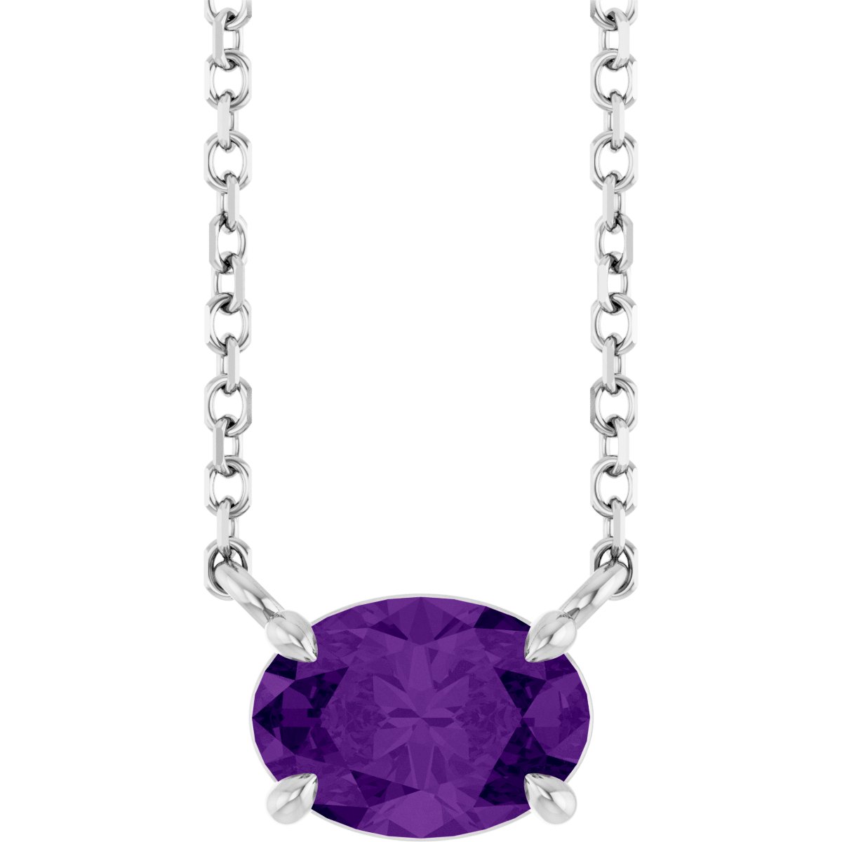 Solitaire Necklace - Natural Amethyst