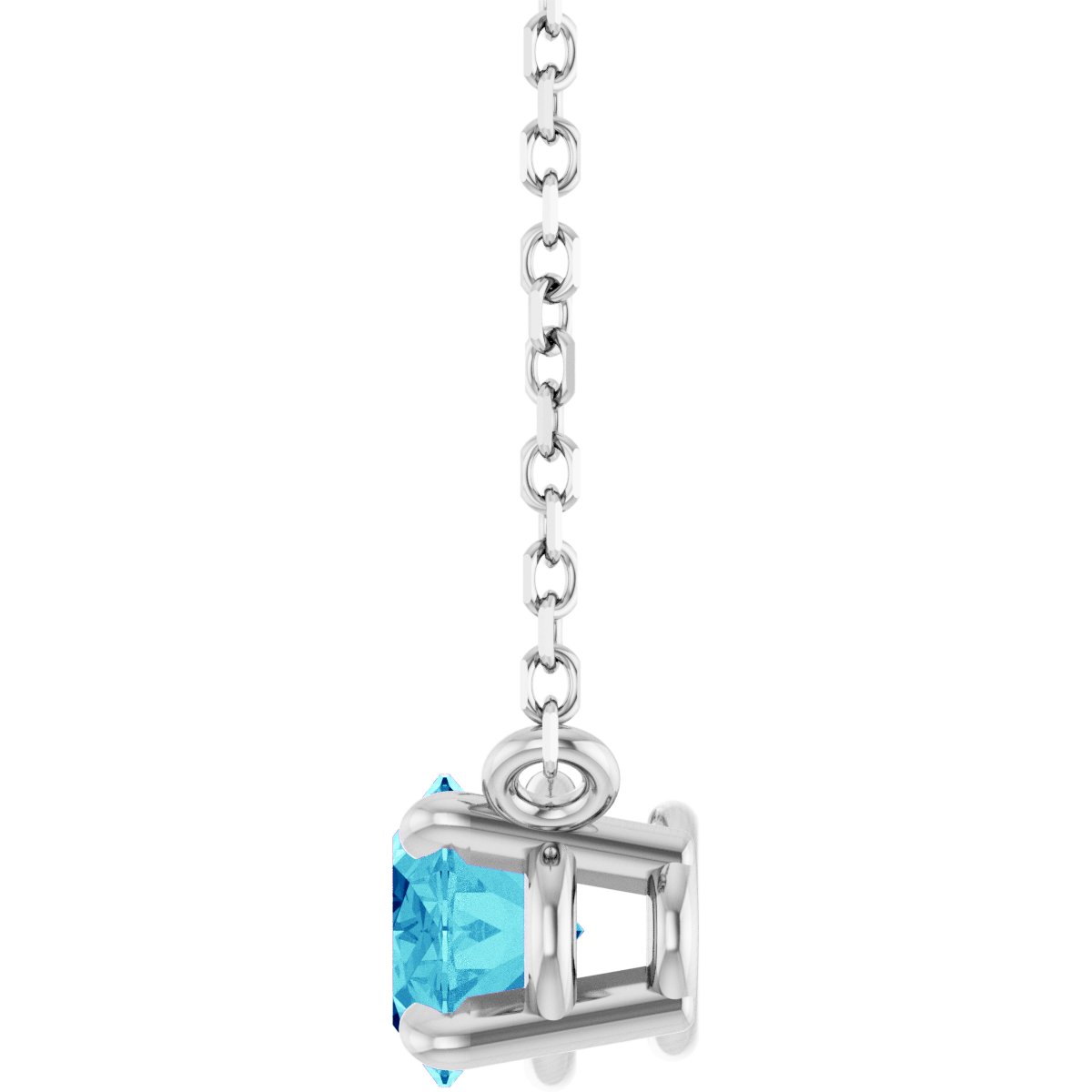 Solitaire Necklace - Natural Blue Zircon