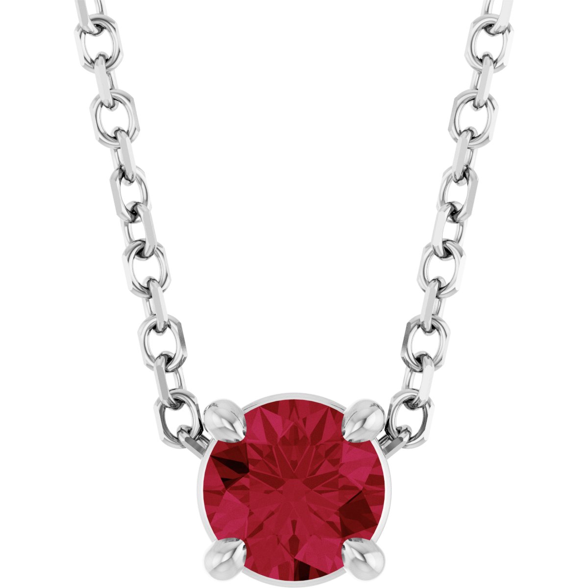 Solitaire Slide Necklace or Pendant - Natural Ruby