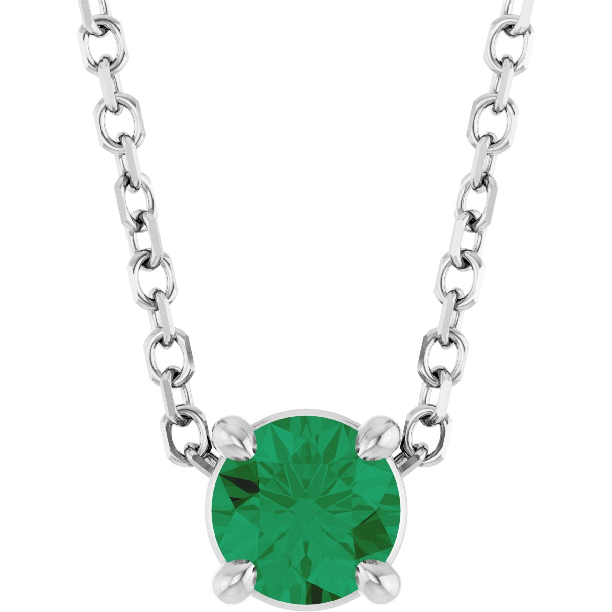 Solitaire Slide Necklace or Pendant - Natural Emerald