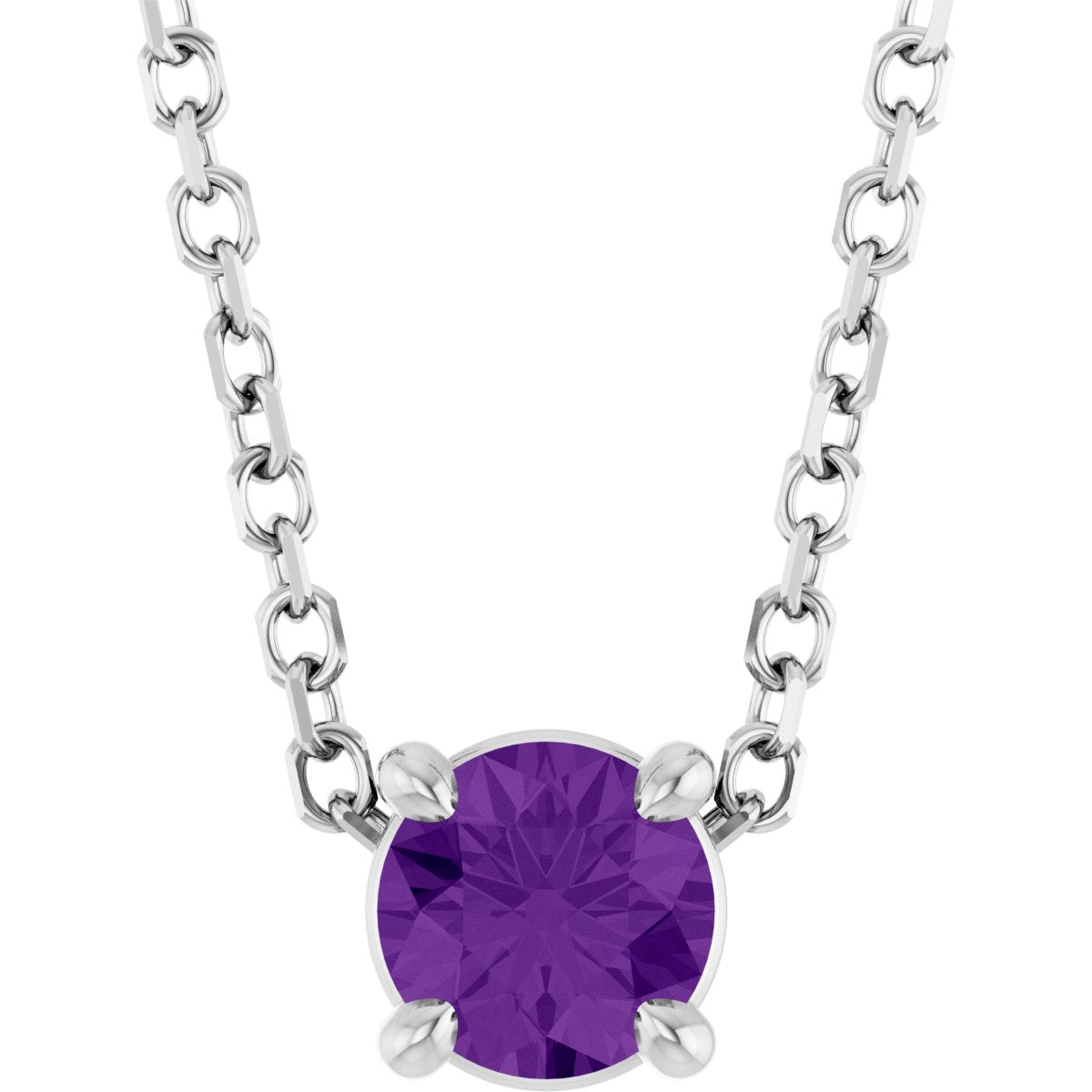 Solitaire Slide Necklace or Pendant - Natural Amethyst