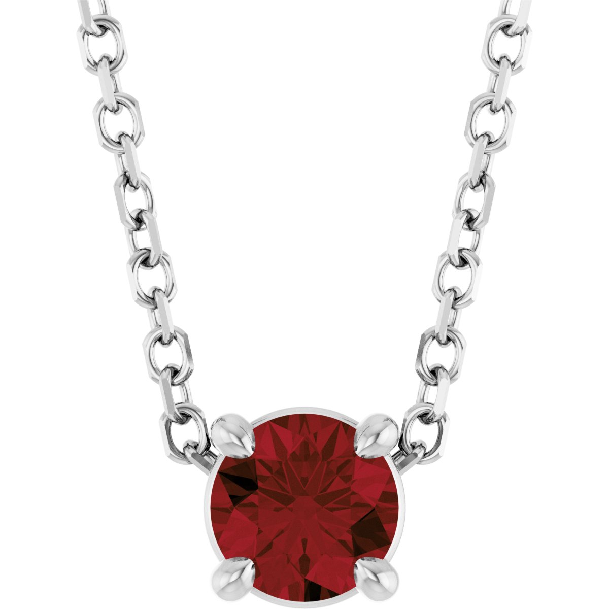 Solitaire Slide Necklace or Pendant - Natural Mozambique Garnet