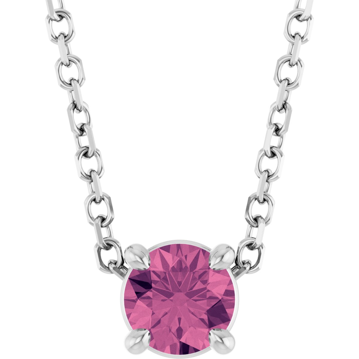 Solitaire Slide Necklace or Pendant - Natural Pink Tourmaline