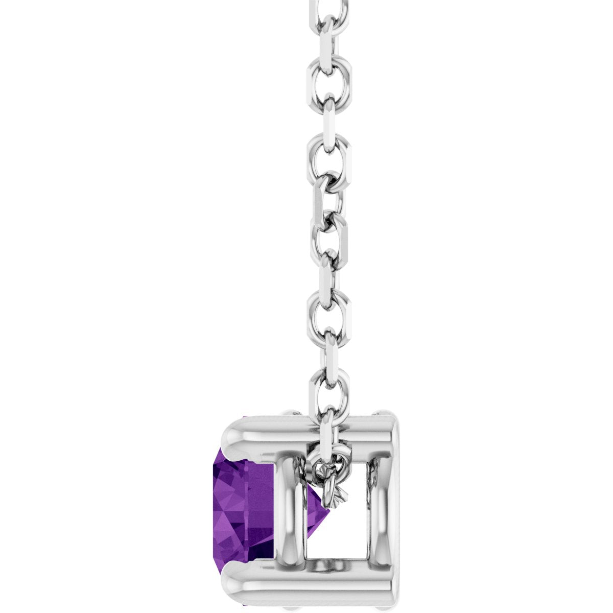Solitaire Slide Necklace or Pendant - Natural Amethyst