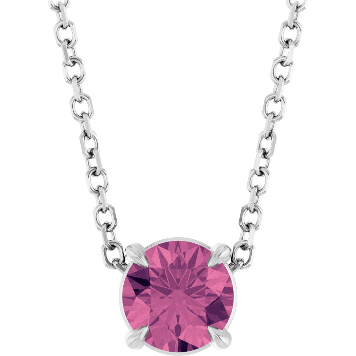 Solitaire Slide Necklace or Pendant - Natural Pink Tourmaline