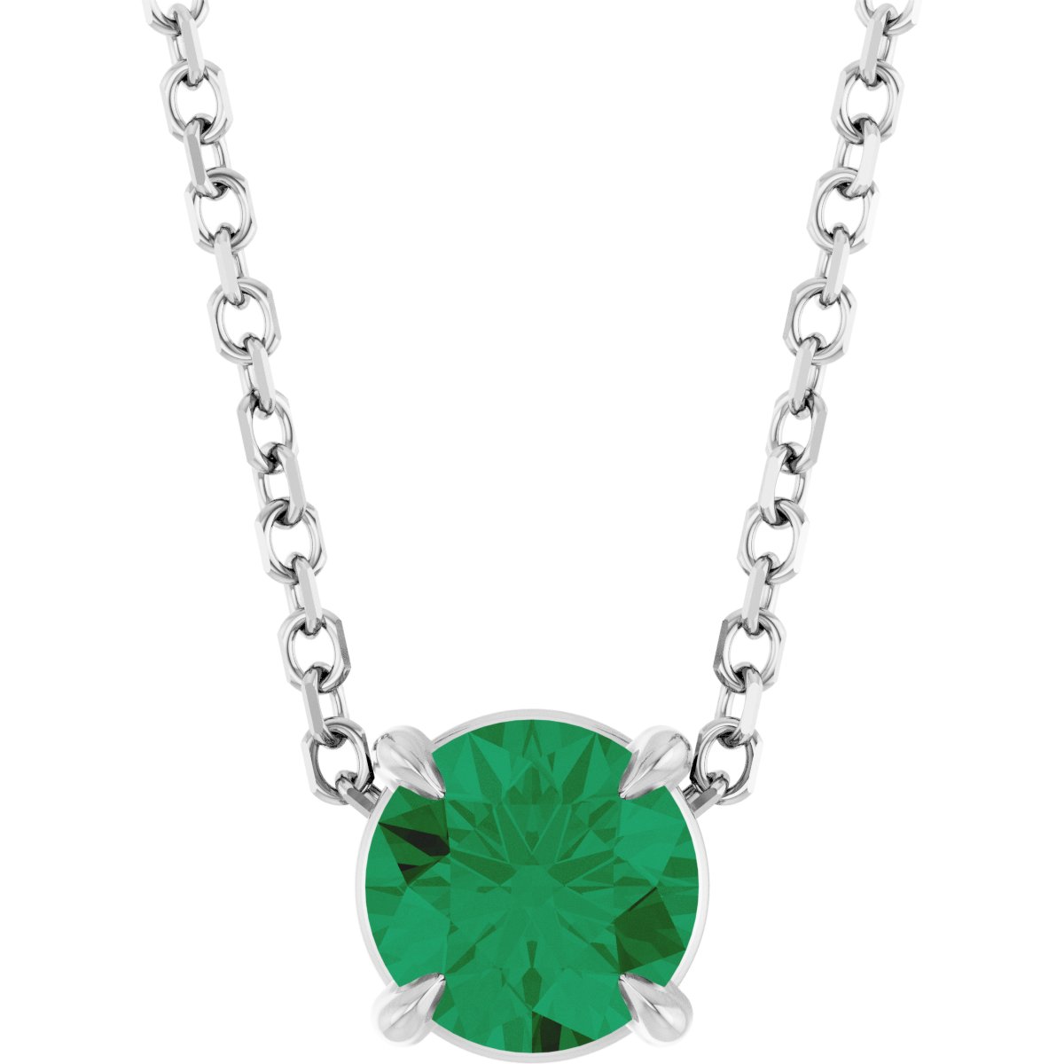 Solitaire Slide Necklace or Pendant - Natural Emerald