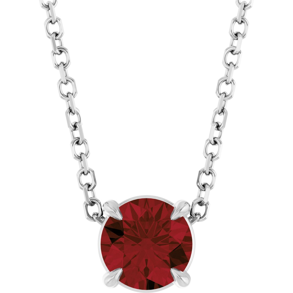 Solitaire Slide Necklace or Pendant - Natural Mozambique Garnet