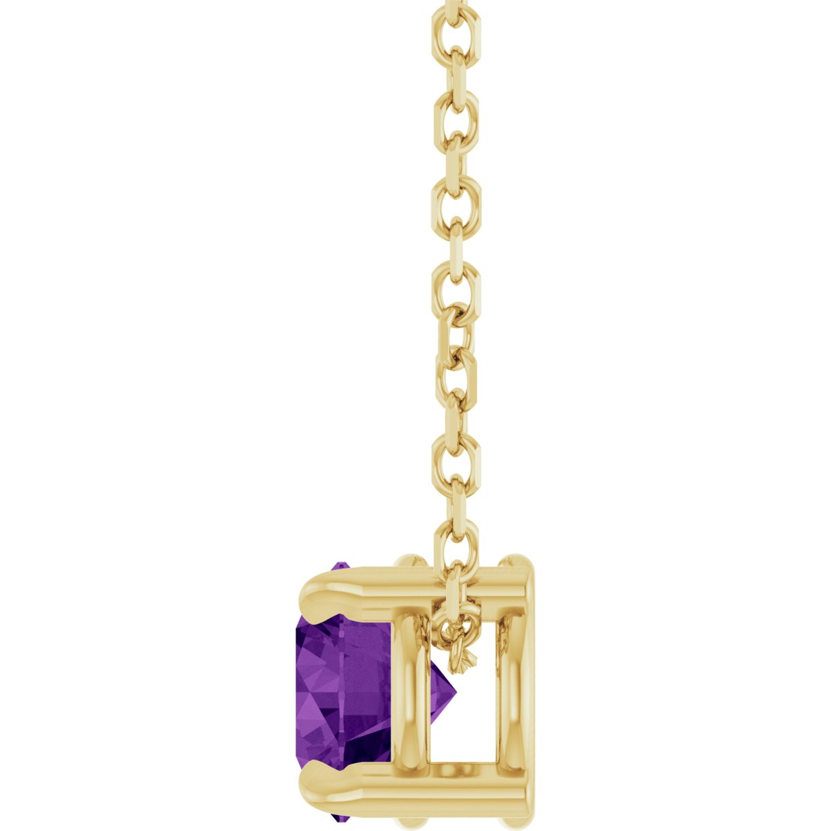 Solitaire Slide Necklace or Pendant - Natural Amethyst