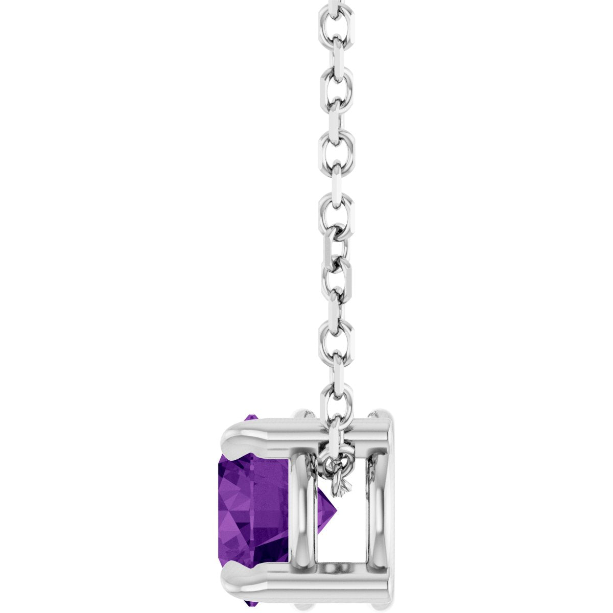 Solitaire Slide Necklace or Pendant - Natural Amethyst