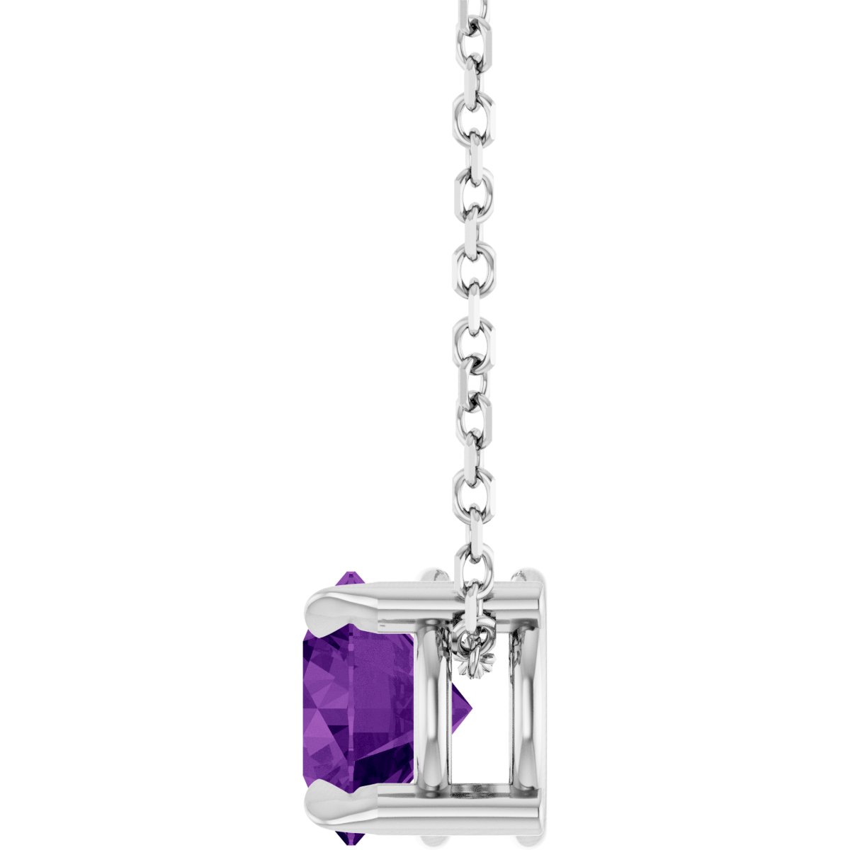 Solitaire Slide Necklace or Pendant - Natural Amethyst