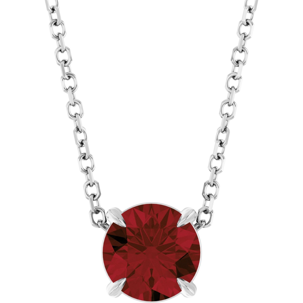 Solitaire Slide Necklace or Pendant - Natural Mozambique Garnet